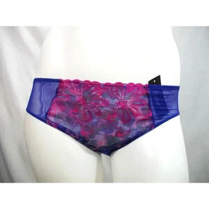 SMALL Paramour 675009 by Felina Ellie Hi Cut Bikini Panty Plum Floral NWT